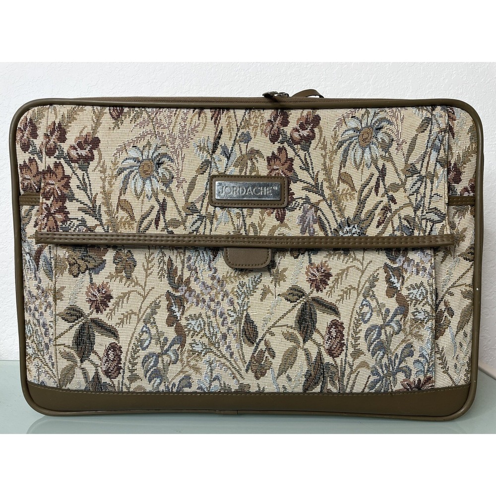 Vintage Jordache Floral Tapestry Suitcase Carry On 20"x6"x14"